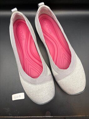 Crocs comfort heather gray elastic topline flats - size 10